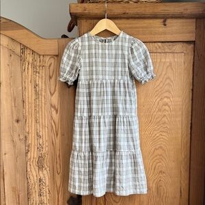 Rylee + Cru | Checkered Dress in Gray and Cream